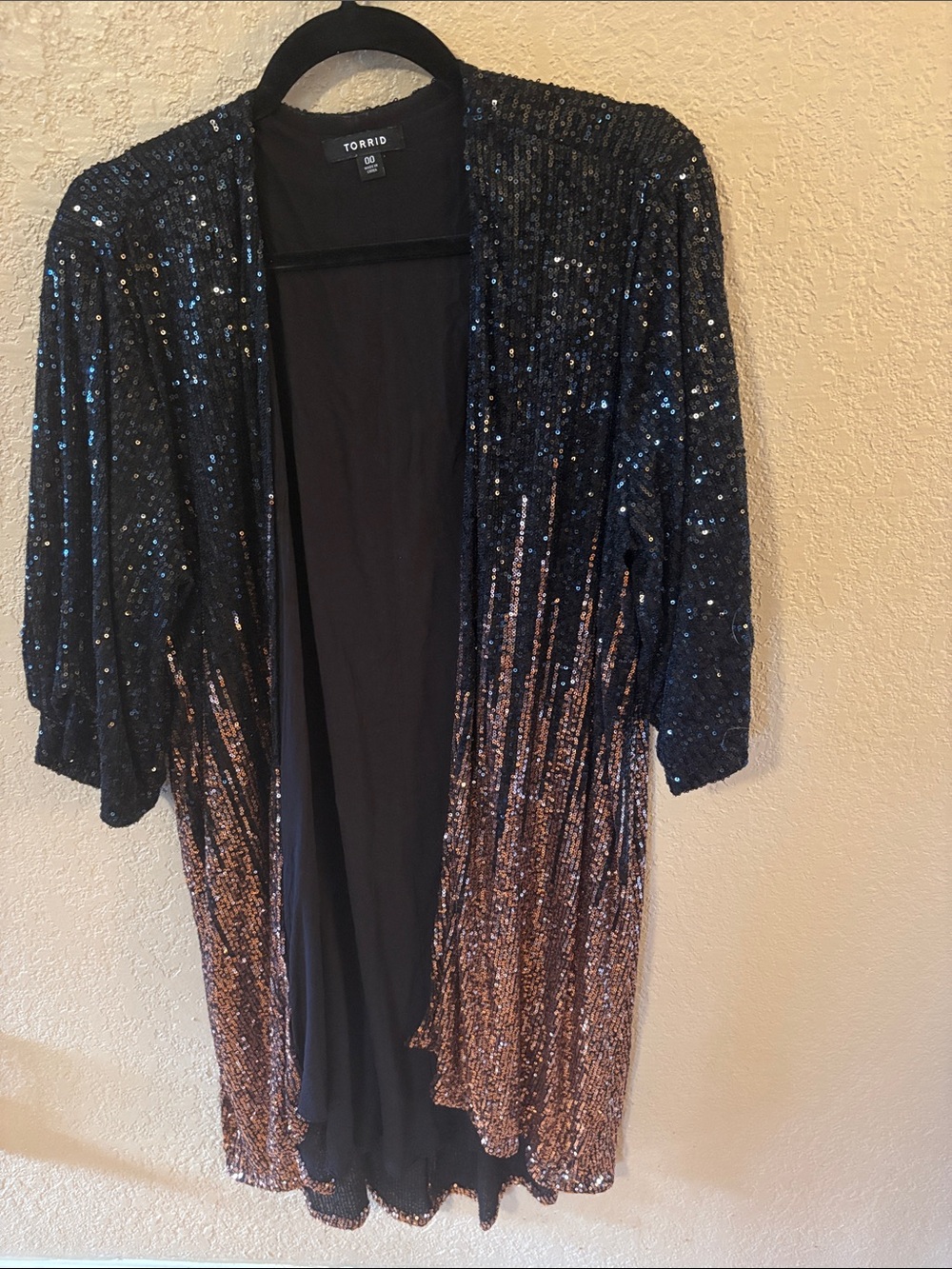 torrid Black to Copper Sequin Ombre Cape